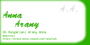 anna arany business card